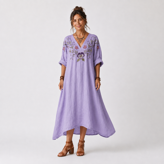 Tavi | Vestido Midi Floral Oversize con Bolsillos