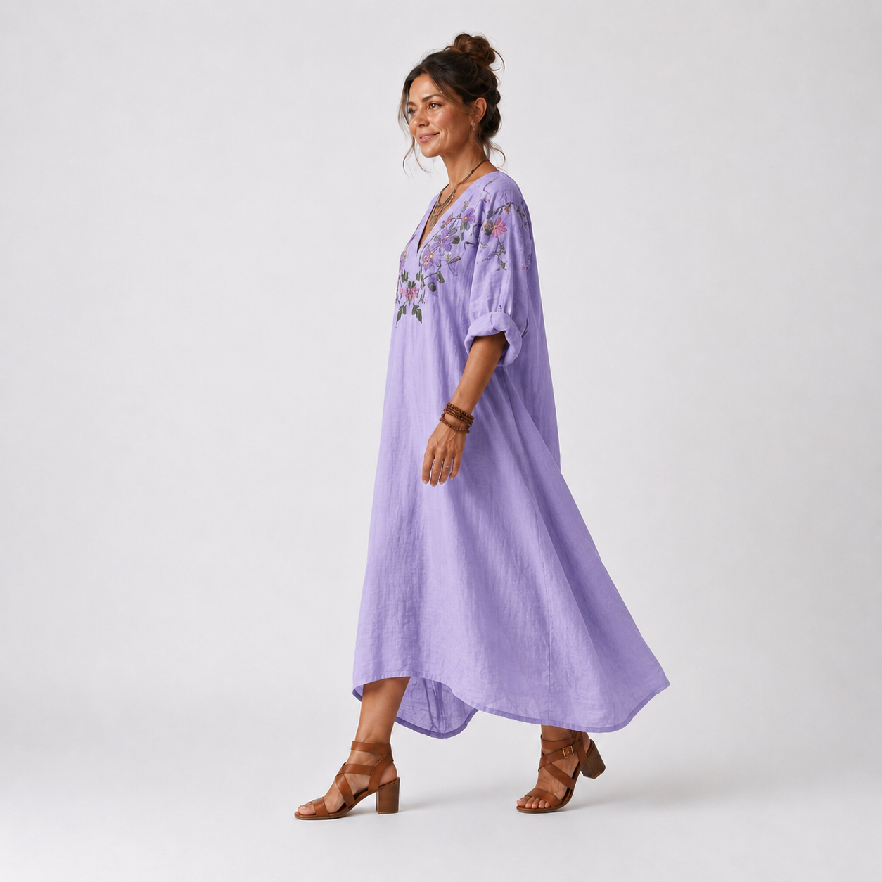 Tavi | Vestido Midi Floral Oversize con Bolsillos