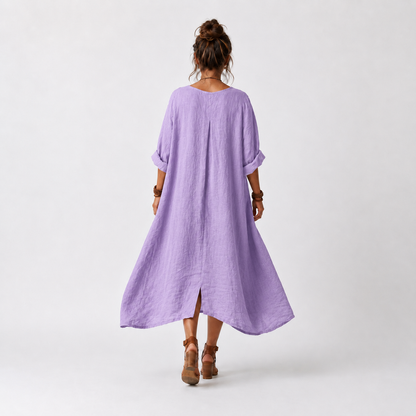 Tavi | Vestido Midi Floral Oversize con Bolsillos