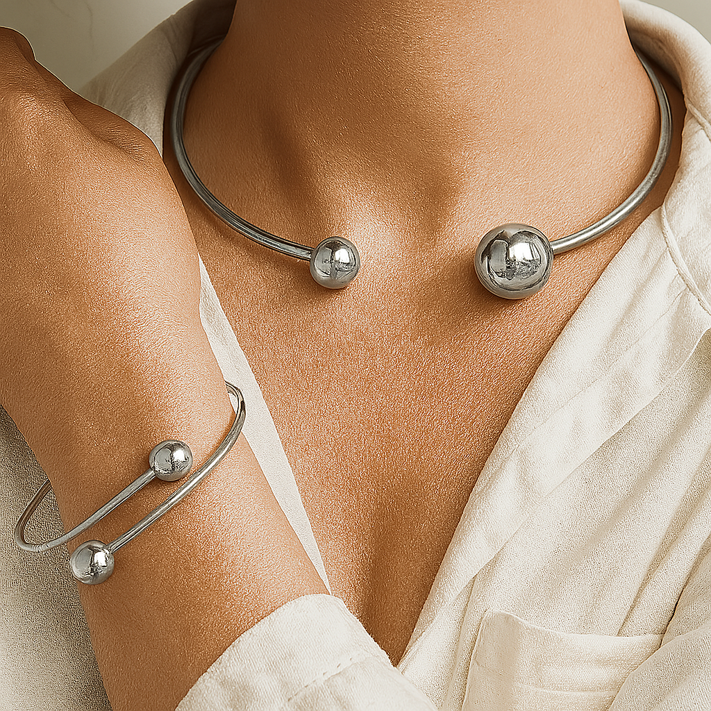 <strong>Conjunto Minimalista de Choker y Pulsera Glow | Oro</strong>