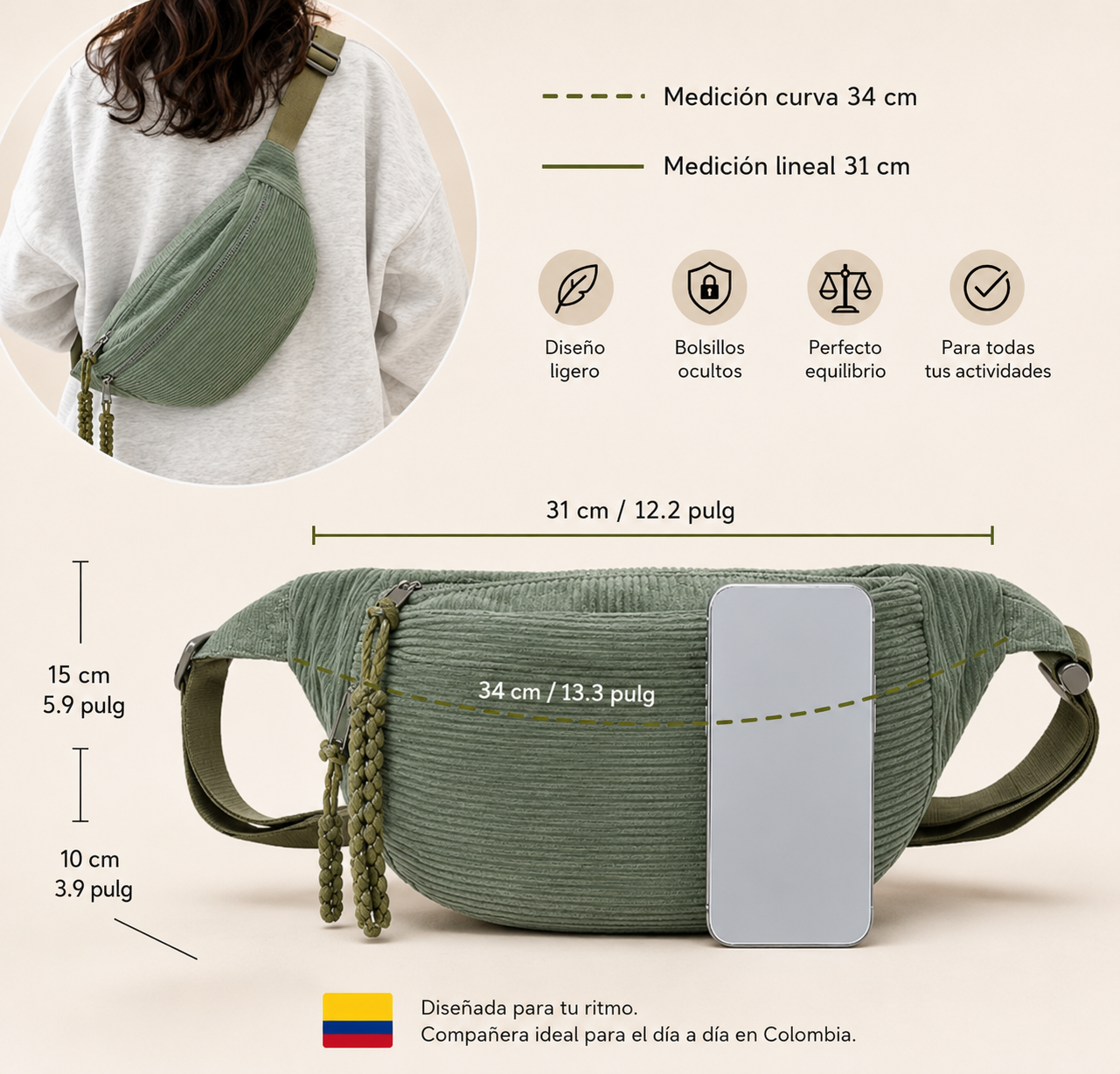 Petra | Bolso de Hombro en Pana