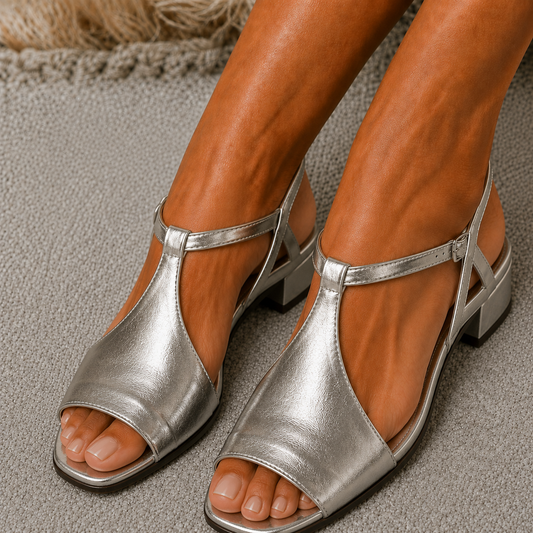 Serena | Sandalias Plateadas de Verano