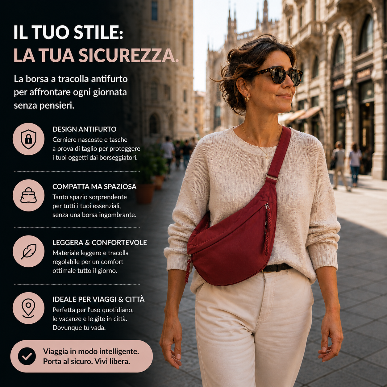 Rosa | Bolso de Hombro Vinotinto