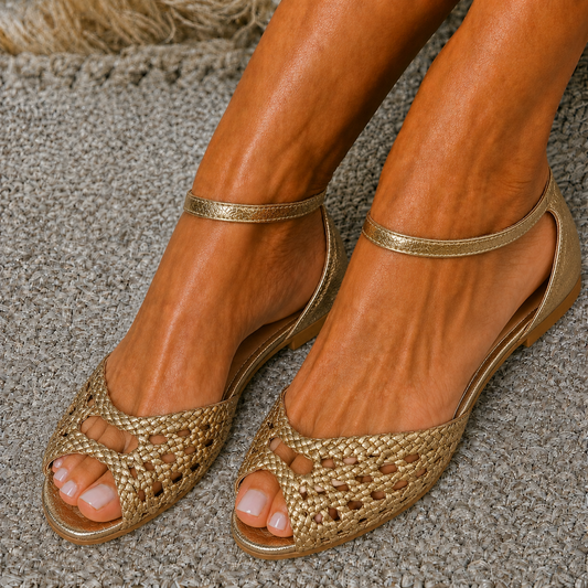 Isadora | Sandalias Tejidas Doradas
