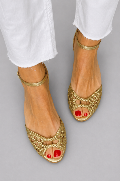 Isadora | Sandalias Tejidas Doradas