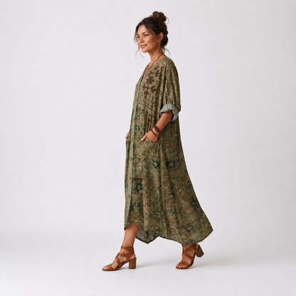Aleta | Vestido Midi Oversize con Botones y Bolsillos