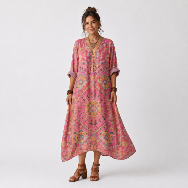 Tilda | Vestido Midi Estampado Relajado con Bolsillos