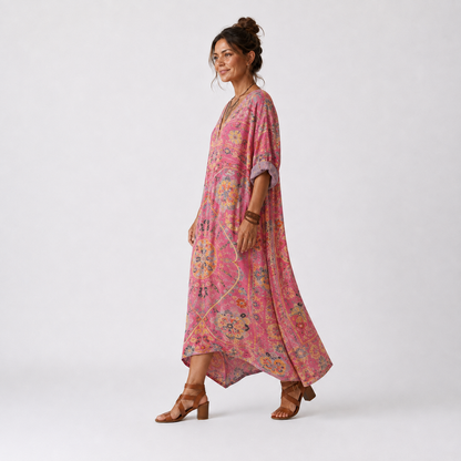 Tilda | Vestido Midi Estampado Relajado con Bolsillos