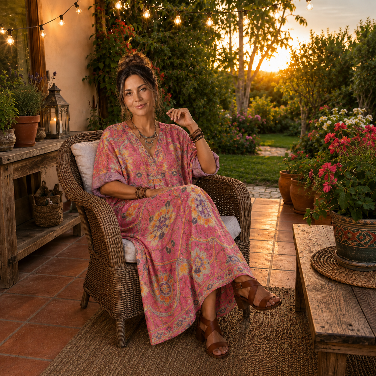 Tilda | Vestido Midi Estampado Relajado con Bolsillos