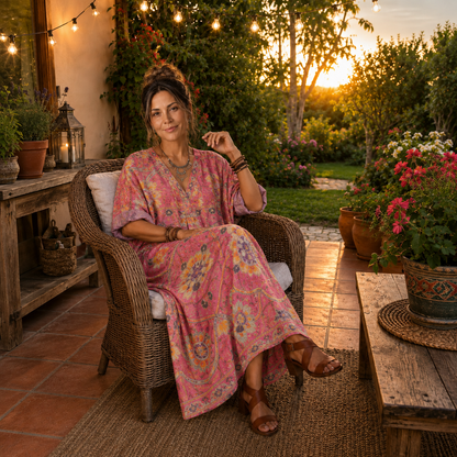 Tilda | Vestido Midi Estampado Relajado con Bolsillos
