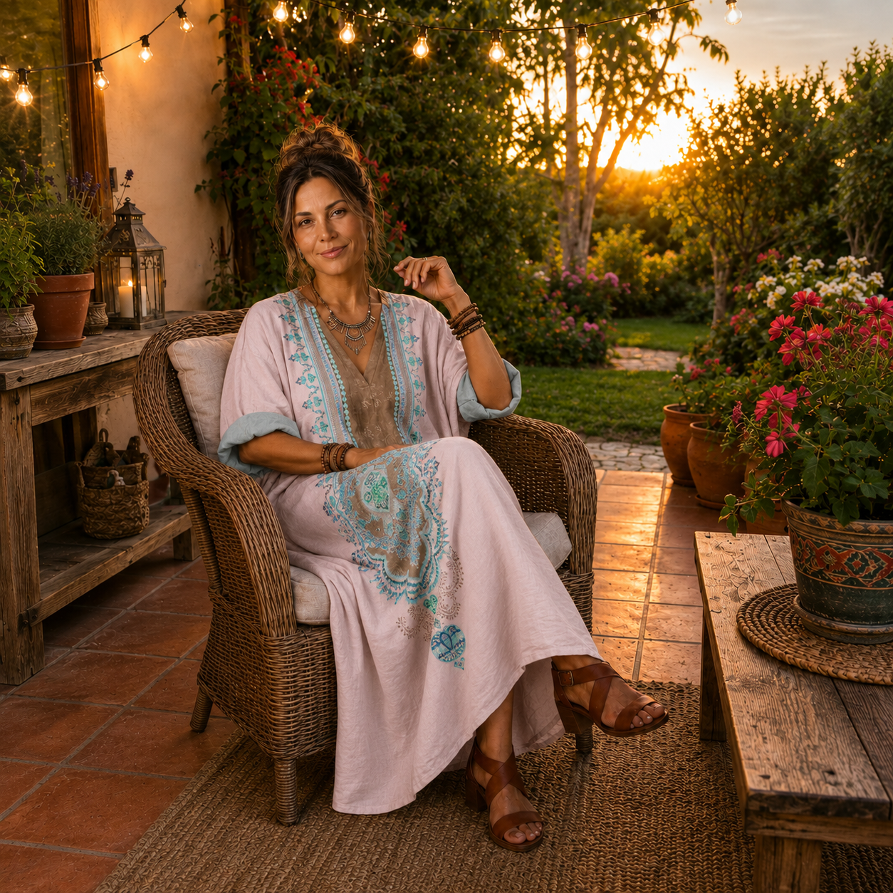 Kenza | Vestido Midi Relajado con Paneles de Diseno y Bolsillos