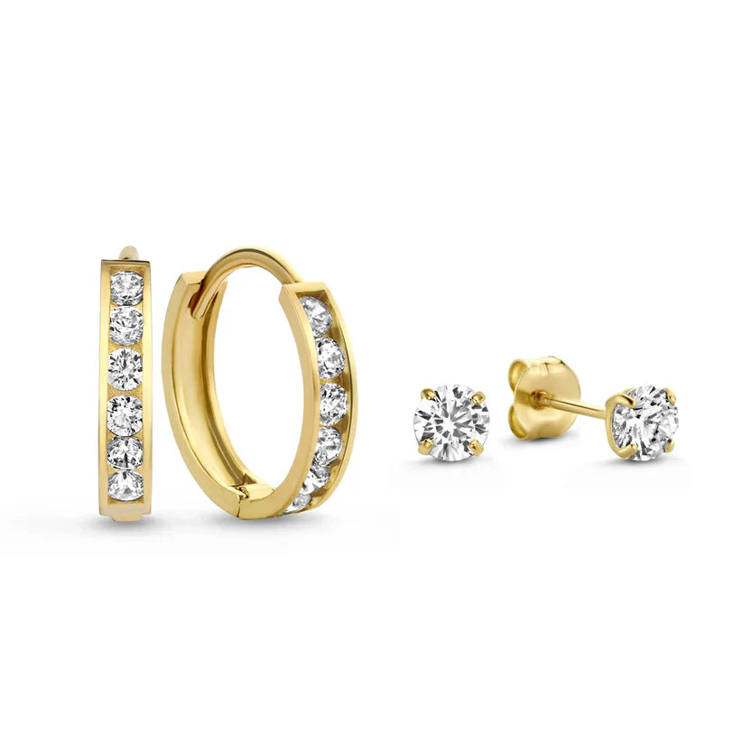 Dara Brillane Conjunto de Aretes con Piedra | Oro