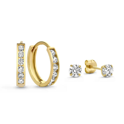 Dara Brillane Conjunto de Aretes con Piedra | Oro