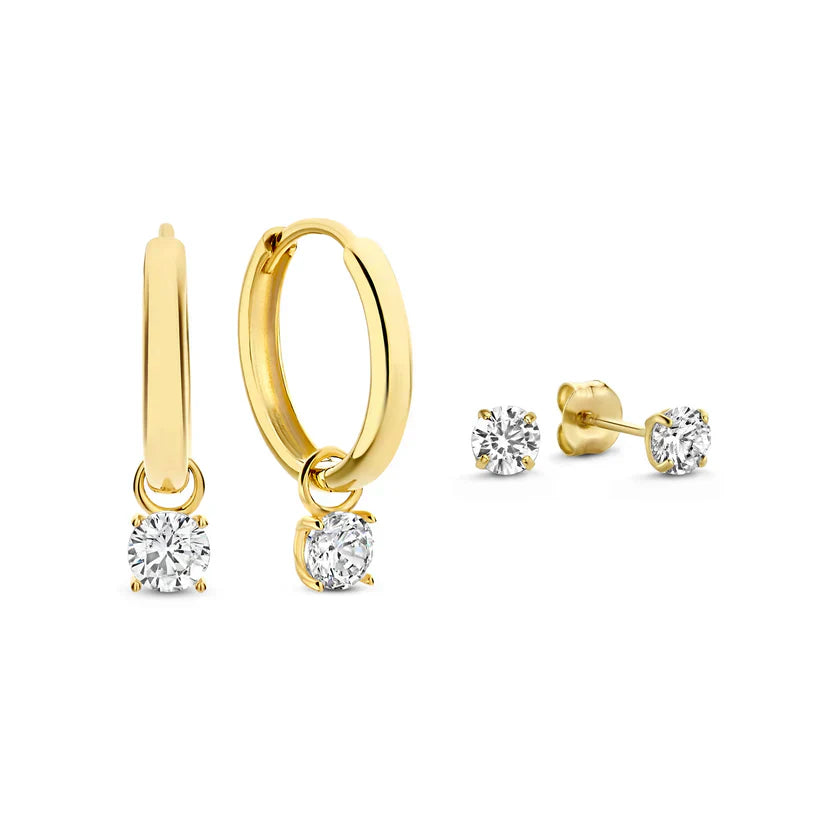 Larmes de Lune Set de Pendientes con Piedra | Oro