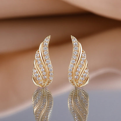 Aretes Pavé Hoja Modernos | Oro