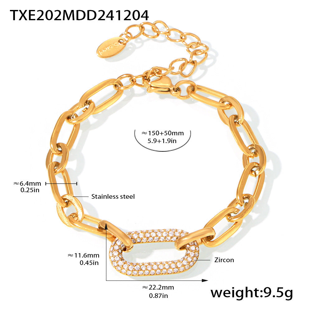 <strong>Conjunto de Joyería Cadena Gruesa con Pavé | Oro</strong>