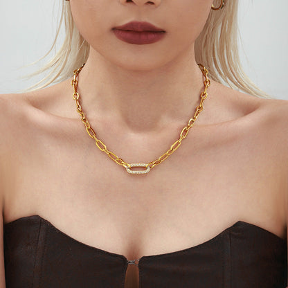 <strong>Conjunto de Joyería Cadena Gruesa con Pavé | Oro</strong>