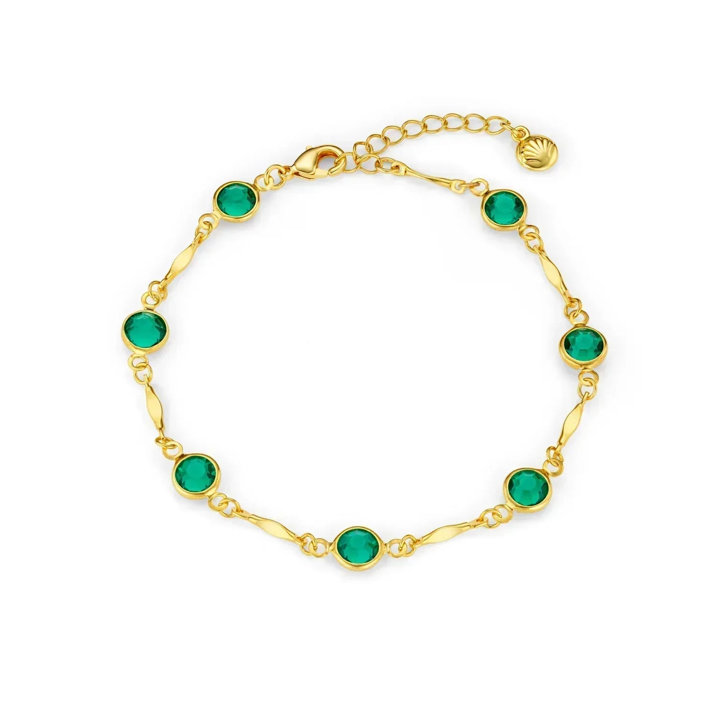 <strong>Pulsera de Cadena con Eslabones de Esmeralda | Oro</strong>