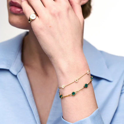 <strong>Pulsera de Cadena con Eslabones de Esmeralda | Oro</strong>