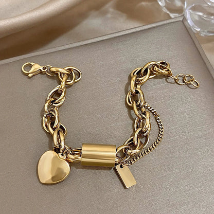 Gruba Pulsera Corazón | Oro