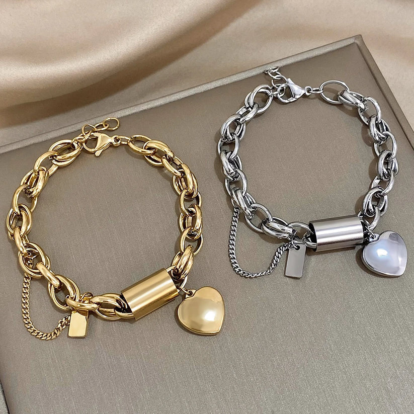 Gruba Pulsera Corazón | Oro