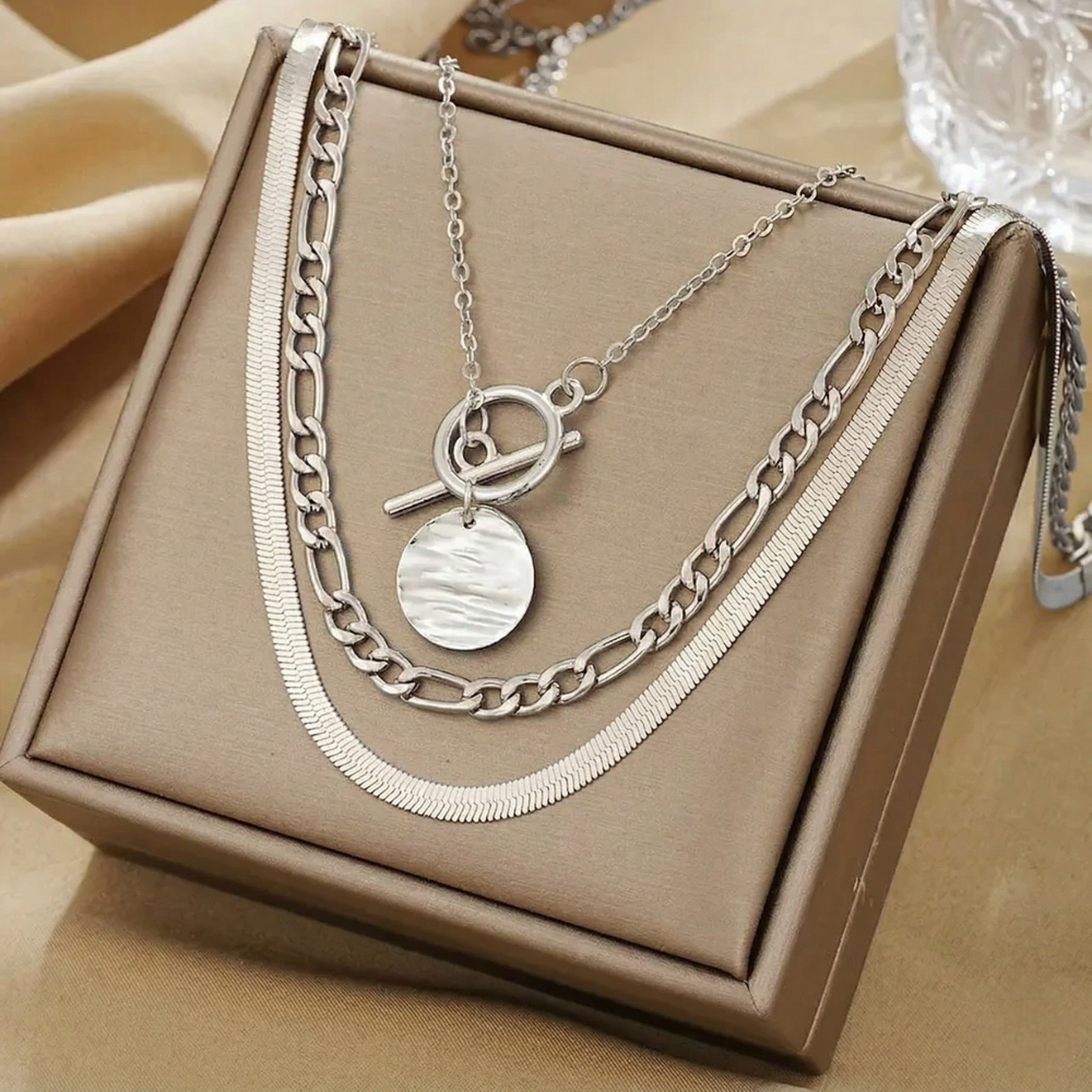 Savira Collares Multicapa Moneda Texturizada | Oro