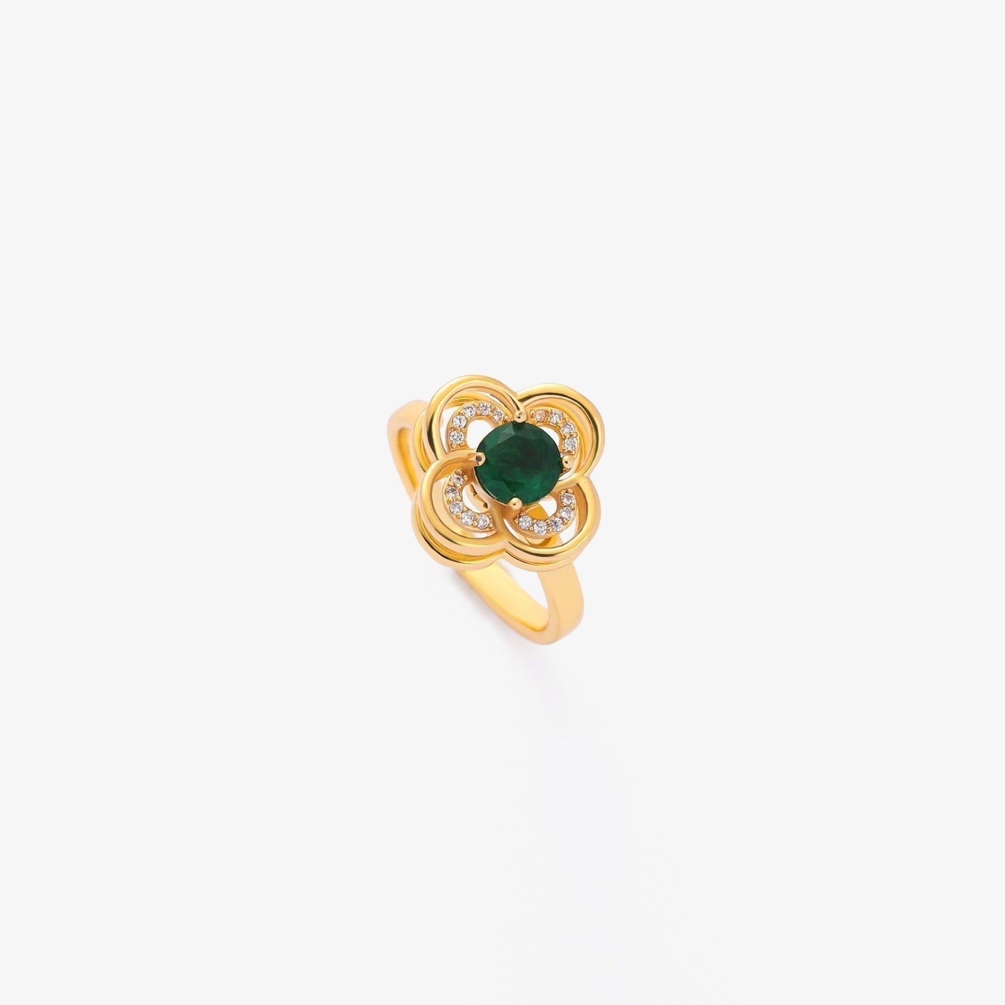 Giratorio Anillo Halo Szmaragdowa Koniczyna | Oro