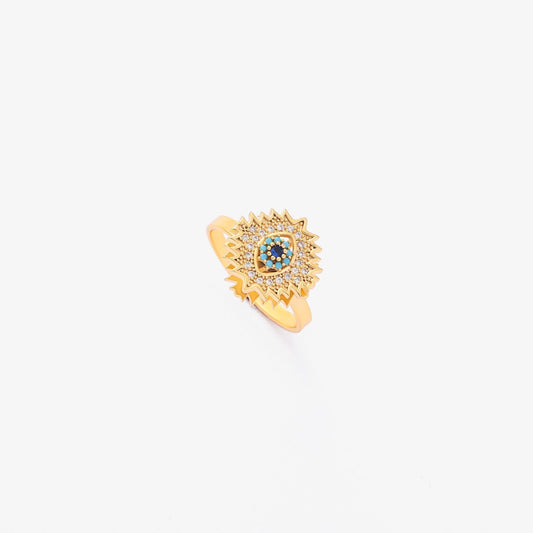 Giratorio Anillo Sunburst Zafiro | Oro