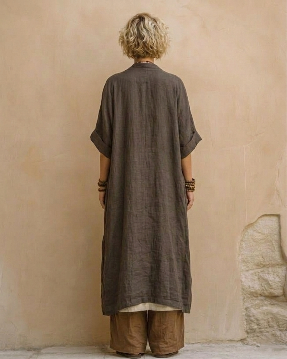Sophie | Conjunto de tres piezas con diseño étnico en gris oscuro y marrón