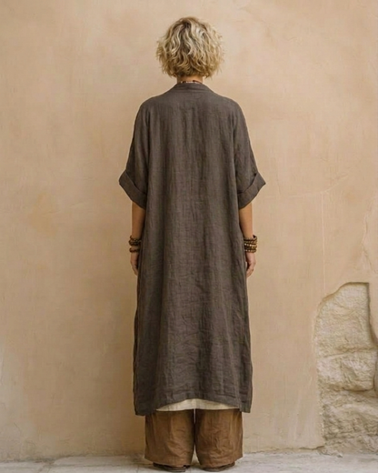 Sophie | Conjunto de tres piezas con diseño étnico en gris oscuro y marrón