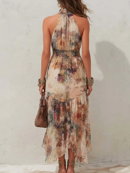 Chloe | Vestido midi suave con flores en estilo vintage