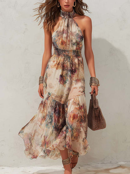 Chloe | Vestido midi suave con flores en estilo vintage