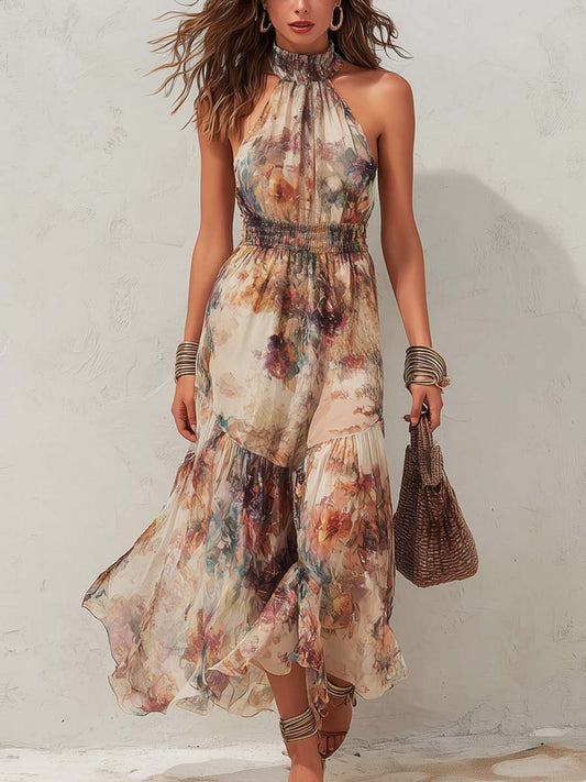 Chloe | Vestido midi suave con flores en estilo vintage