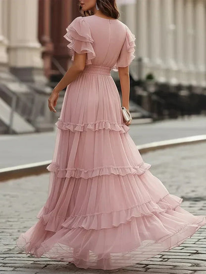Zoe | Vestido maxi elegante rosa claro para boda
