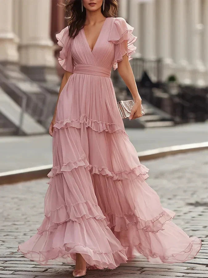 Zoe | Vestido maxi elegante rosa claro para boda