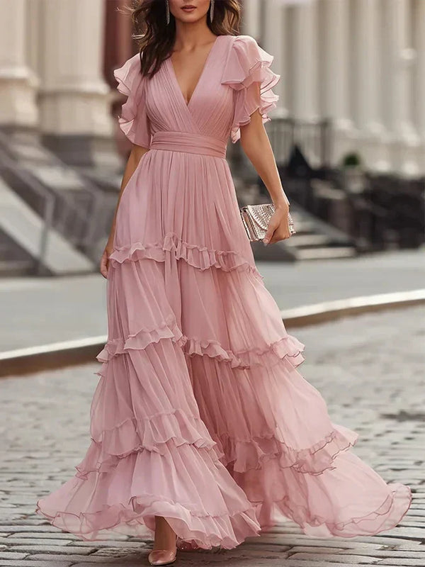 Zoe | Vestido maxi elegante rosa claro para boda