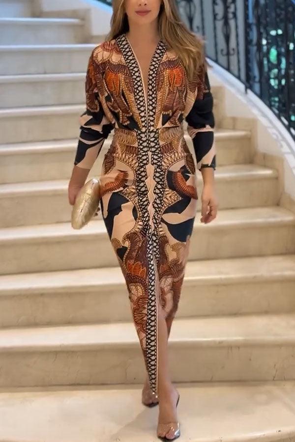 Eva | Vestido midi con mangas dolman en un diseño único