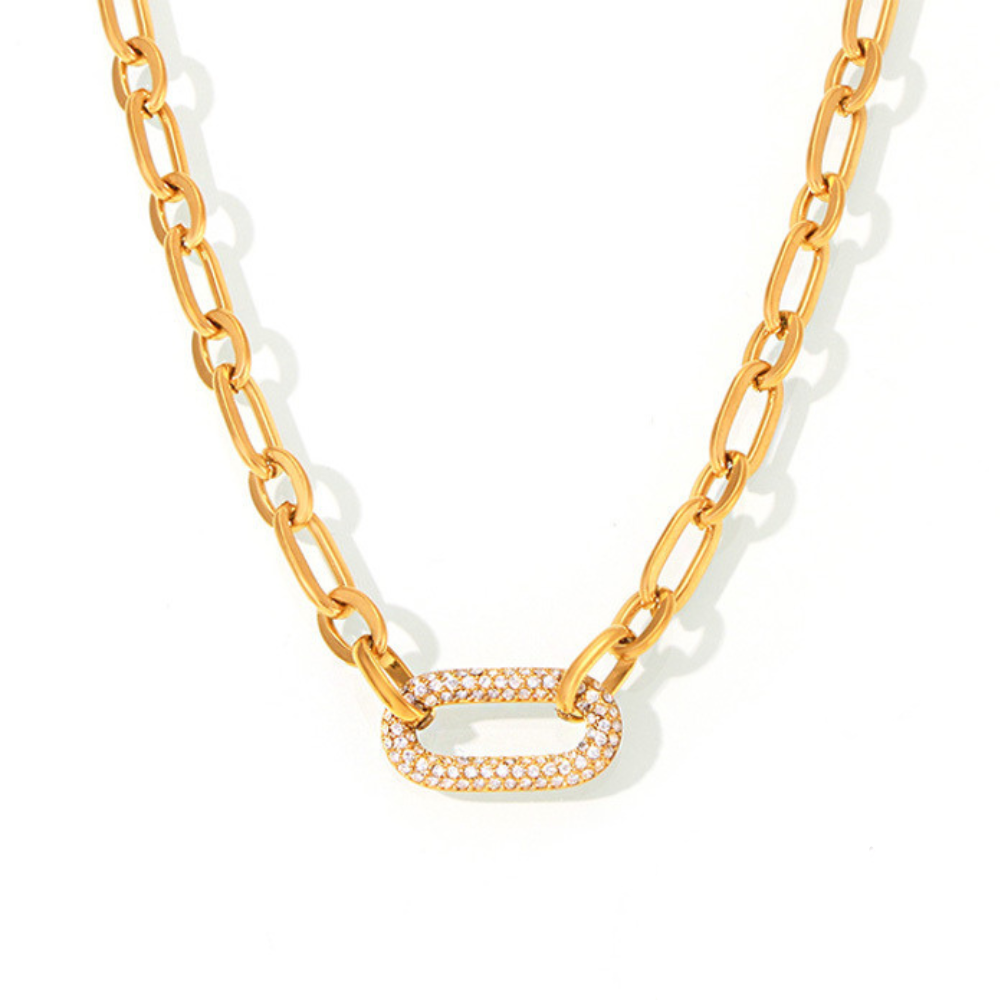 <strong>Conjunto de Joyería Cadena Gruesa con Pavé | Oro</strong>
