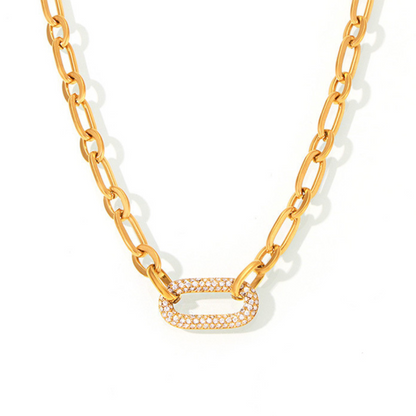 <strong>Conjunto de Joyería Cadena Gruesa con Pavé | Oro</strong>