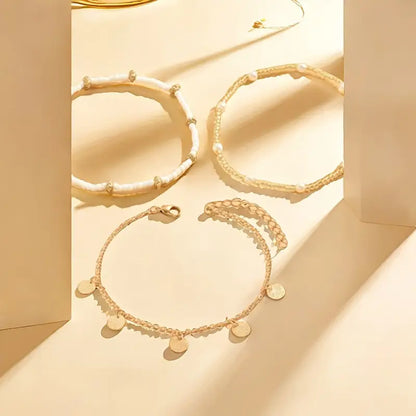 Zapatilla 3 Pulseras para Tobillo Coastal Charm | Oro