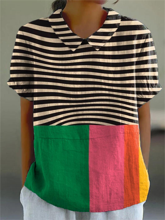 Eva | Camisa con rayas llamativas y bloques de color