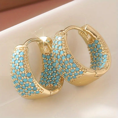 <p>Aretes de Aro con Cuentas Turquesas Tono Dorado | Oro</p>