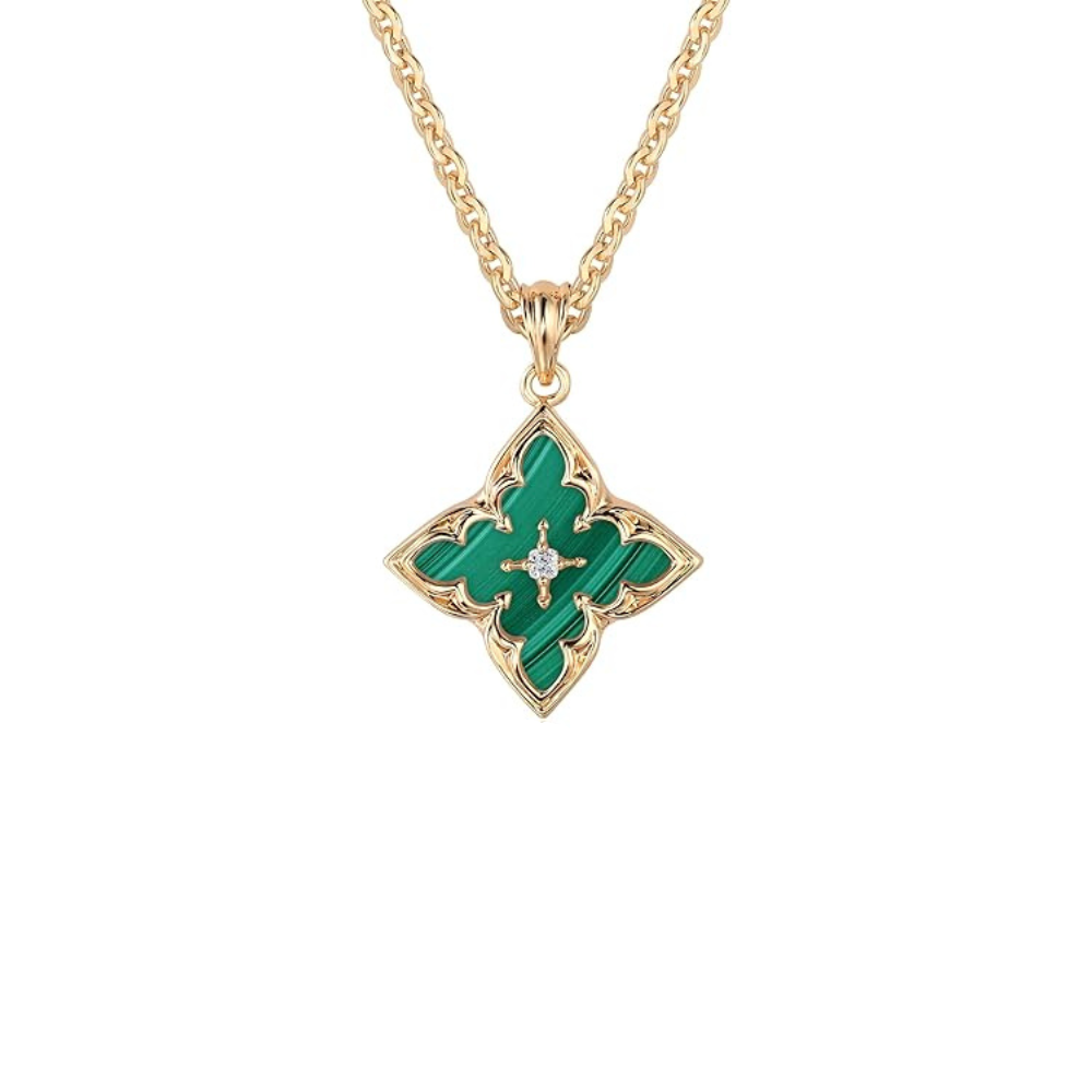 Collar con Colgante Trébol Esmeralda | Oro