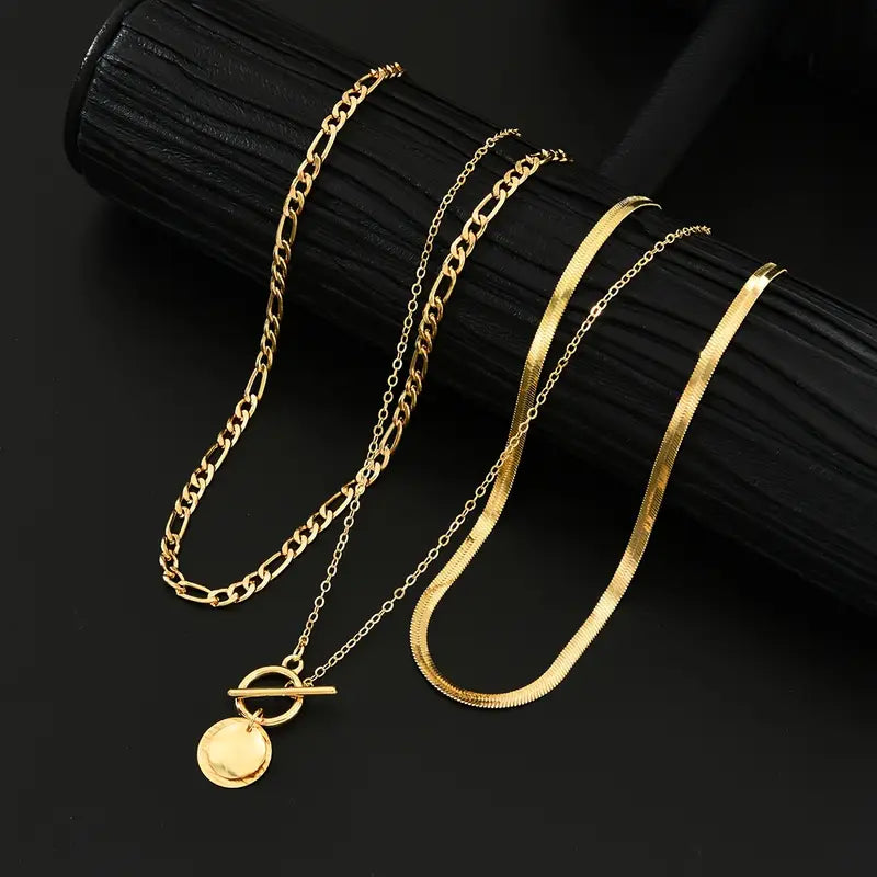 Savira Collares Multicapa Moneda Texturizada | Oro