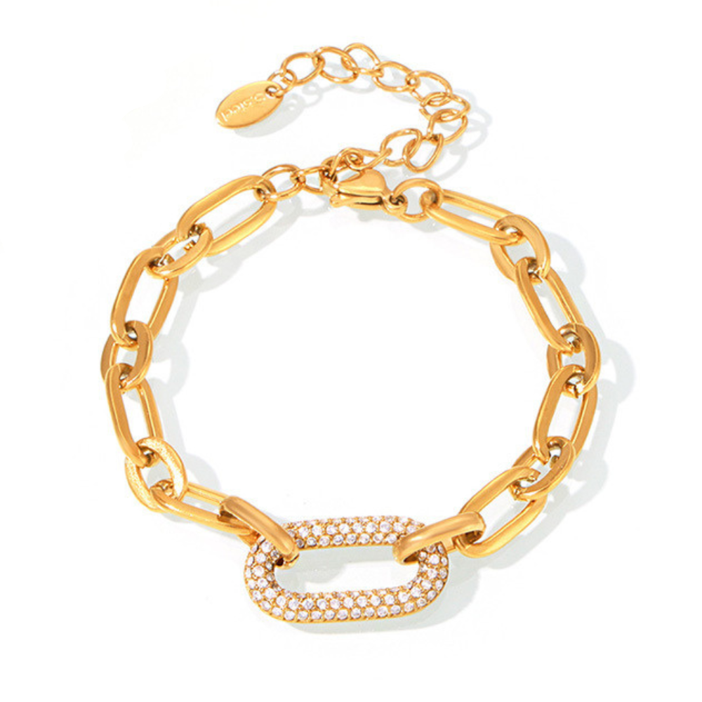 <strong>Conjunto de Joyería Cadena Gruesa con Pavé | Oro</strong>