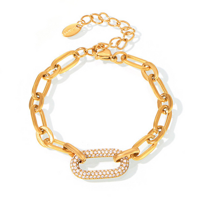 <strong>Conjunto de Joyería Cadena Gruesa con Pavé | Oro</strong>