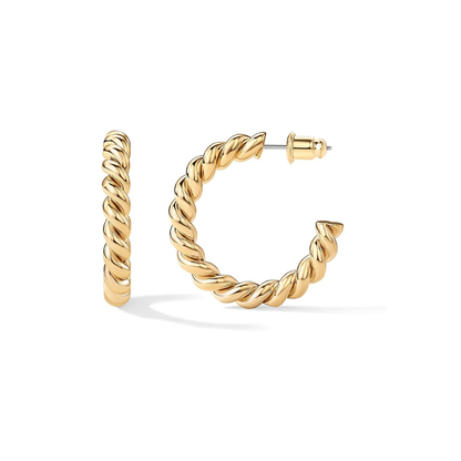 <p>Aretes en forma de aro retorcidos de cuerda | Oro</p>