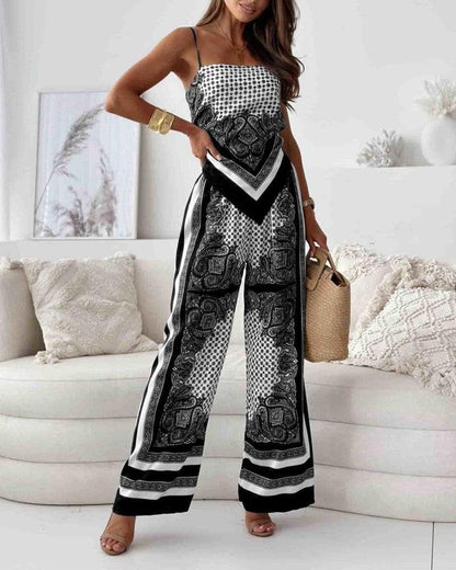 Helen | Conjunto de vacaciones de dos piezas: top atado y pantalones