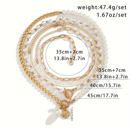 <strong>Conjunto Collar Cadena Serpiente con Perla Vintage | Oro</strong>