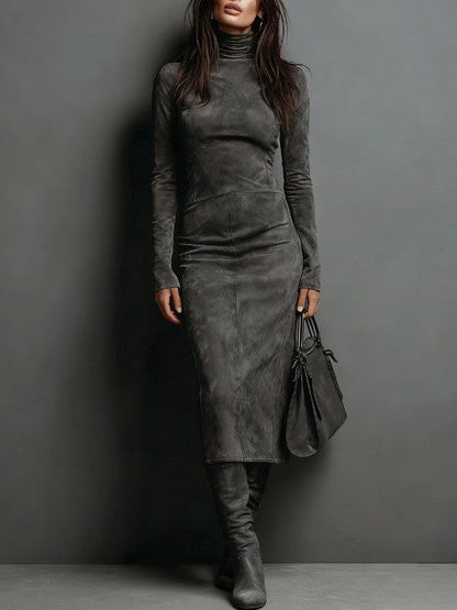 Robine | Vestido midi de ante con mangas largas